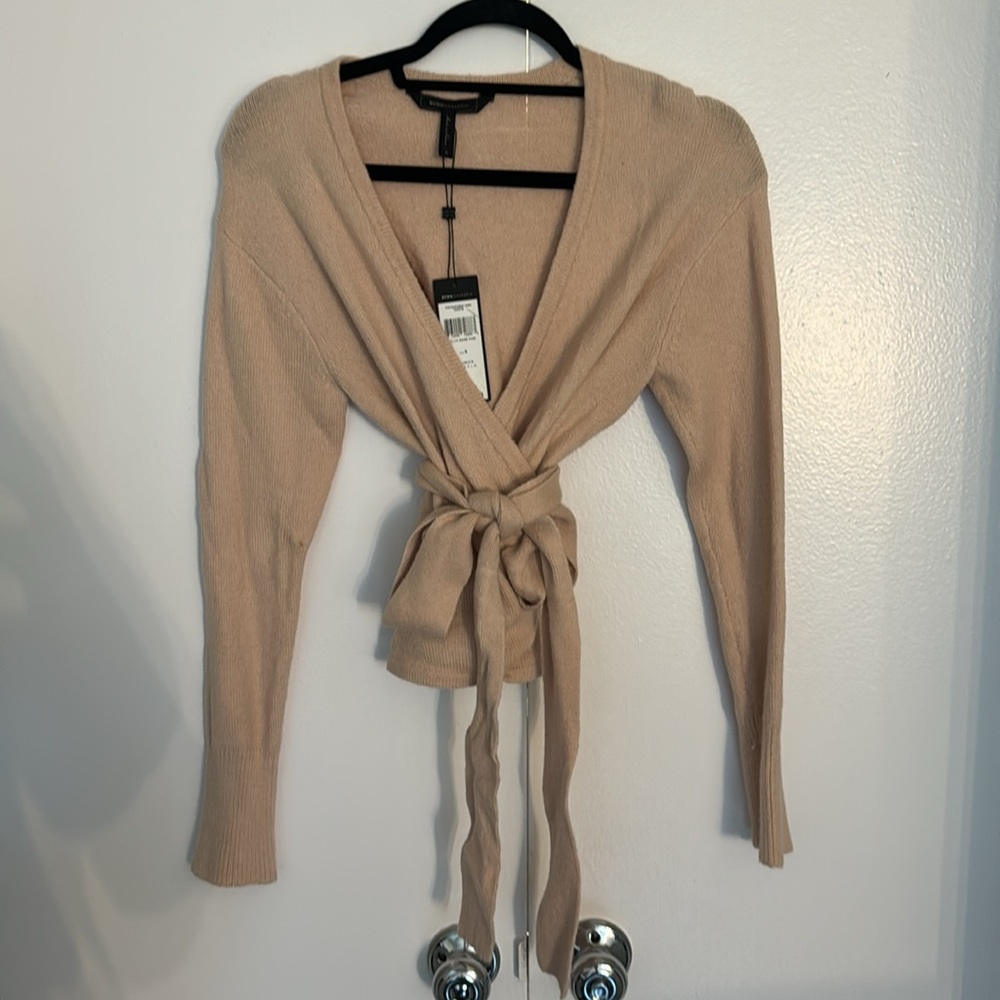 BCBG light pink / nude wrap tie sweater. Never worn! Can tie in front or back.